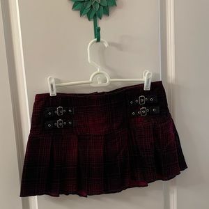 TRIPP purple/black plaid corduroy micro mini skirt